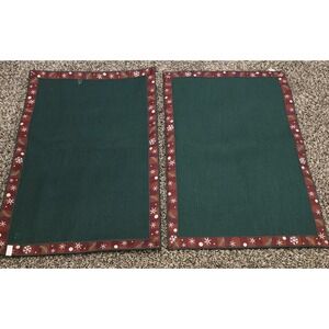 Longaberger Holiday Trim Placemat Set‎ Of 2 Christmas Green 17 x 12"